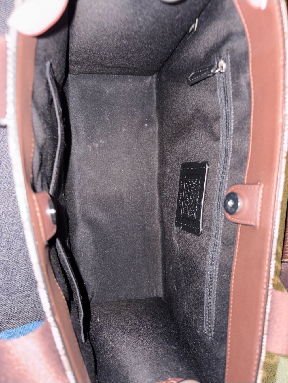 Coach Brown Signature Canvas Tote with Leather Trim - Picture 4 of 4